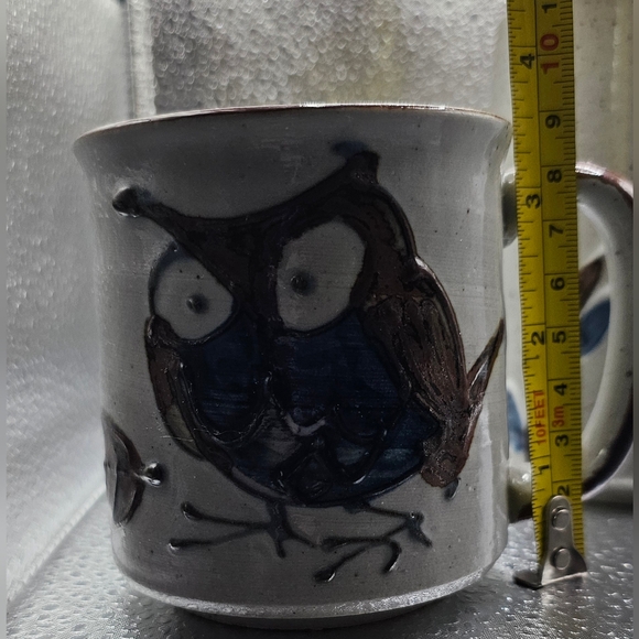 Set of 3 OMC Otagiri Tea/Coffee Cups Japan Blue Leaves and Owls - Picture 2 of 5